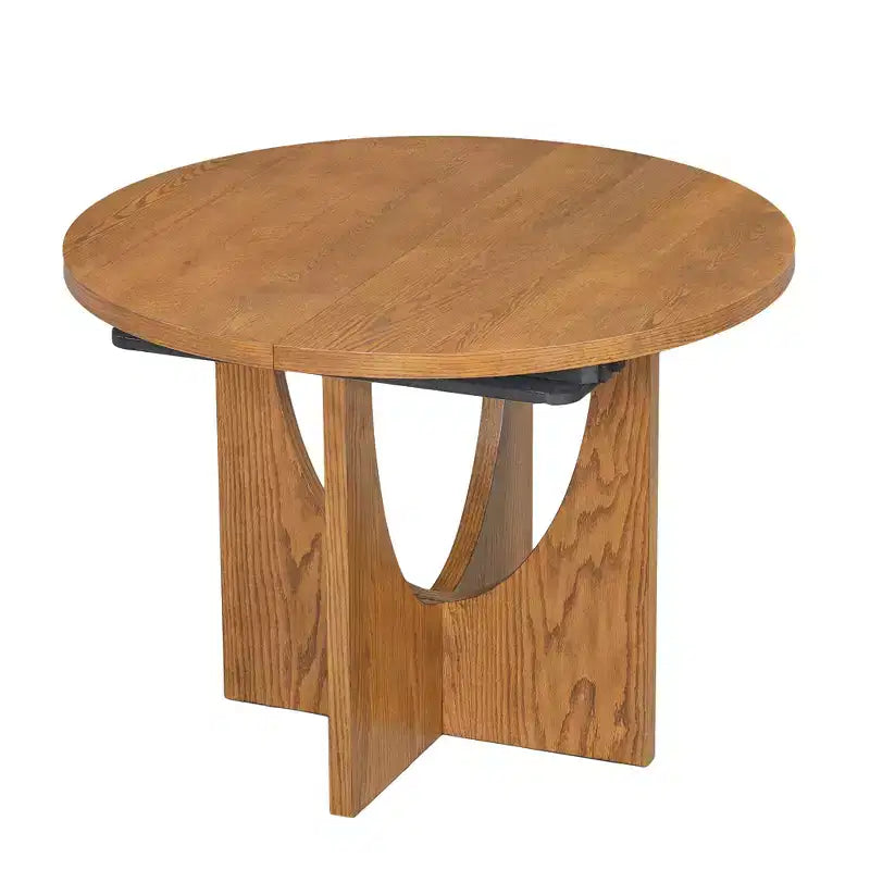 5 Pieces Extendable Round Dining Table Set for 4, Modern Kitchen Dining Table with Removable Leaf and 4 Upholstered Chairs for Dining Room