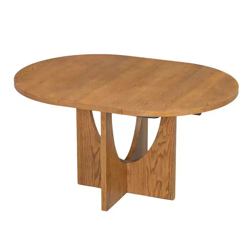 5 Pieces Extendable Round Dining Table Set for 4, Modern Kitchen Dining Table with Removable Leaf and 4 Upholstered Chairs for Dining Room