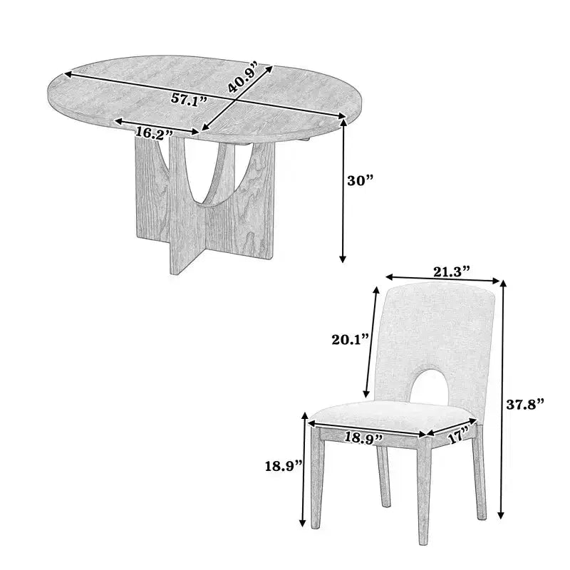 5 Pieces Extendable Round Dining Table Set for 4, Modern Kitchen Dining Table with Removable Leaf and 4 Upholstered Chairs for Dining Room
