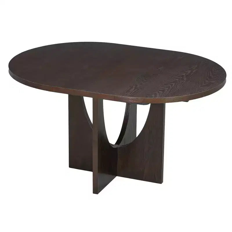 5 Pieces Extendable Round Dining Table Set for 4, Modern Kitchen Dining Table with Removable Leaf and 4 Upholstered Chairs for Dining Room