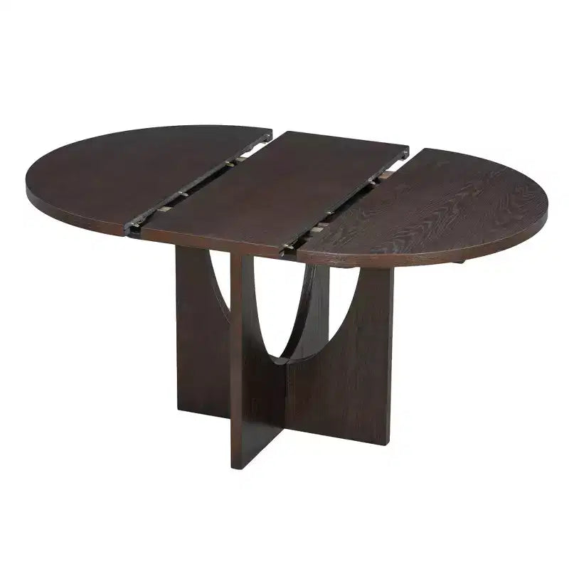 5 Pieces Extendable Round Dining Table Set for 4, Modern Kitchen Dining Table with Removable Leaf and 4 Upholstered Chairs for Dining Room