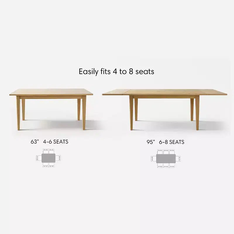 Modern Dining Table Set for 6/8, Space-Saving Expandable Table, Rattan Back Chairs with Beige Cushions for Kitchen, Dining Room-Panipeachy