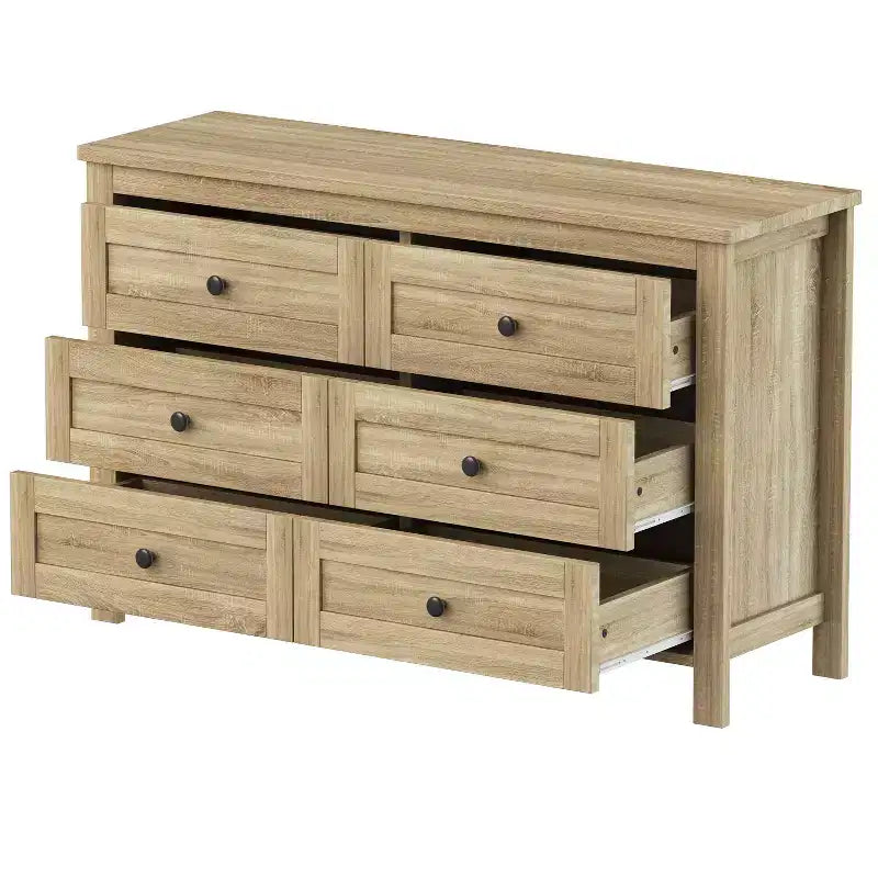 MAYEERTY 3 Pieces Full Bedroom with Double Sliding Door Storage Headboard and Chariging Station Storage Nightstand and Dresser for Bedroom Natural