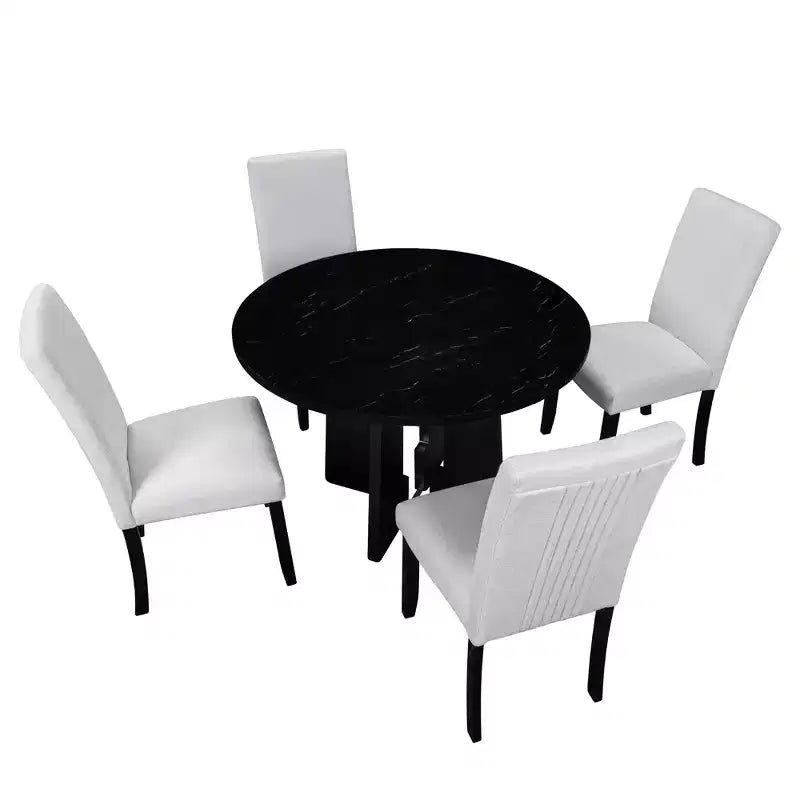 GDFStudio Jacobs 5-Piece Round Dining Table set with 43 Modern Dining Table and 4 Upholstered Chairs