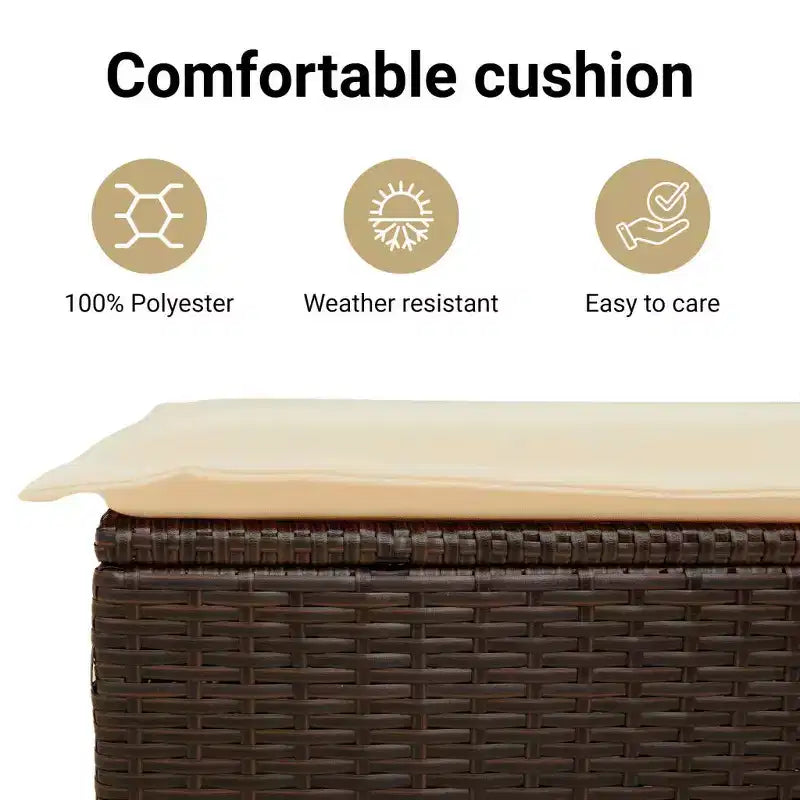 vidaXL Trendy Garden Dining Set with Cushions in Poly Rattan