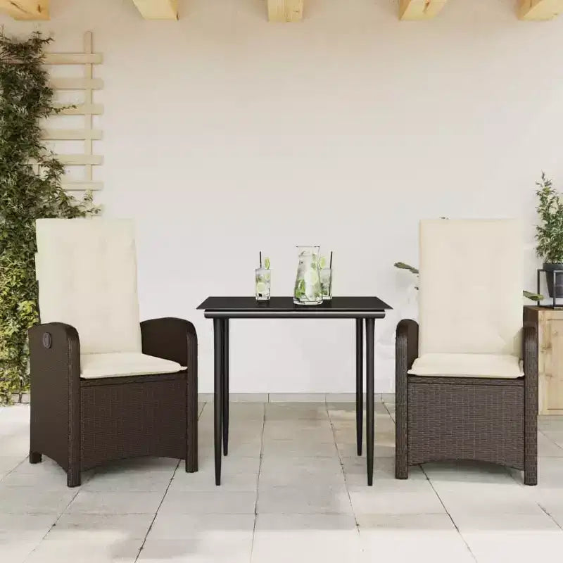 vidaXL Trendy Garden Dining Set with Cushions in Poly Rattan