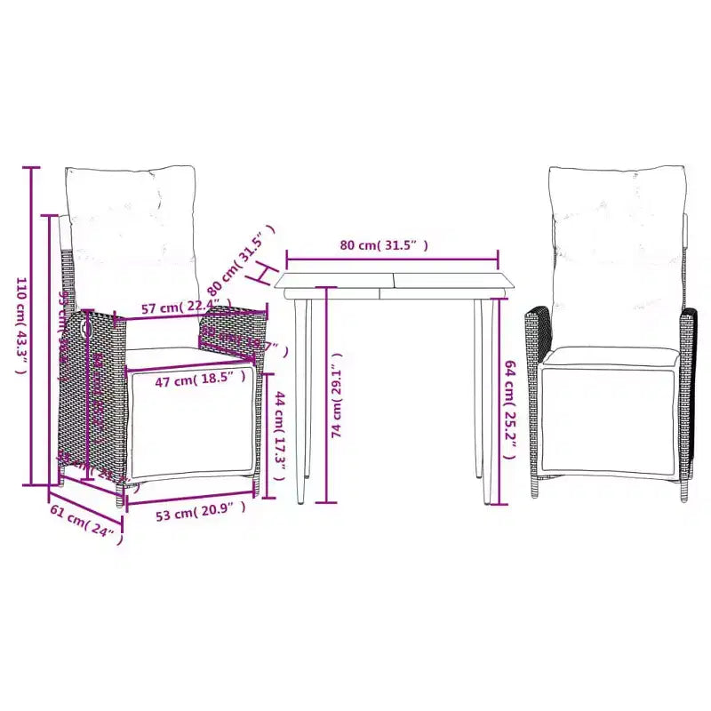 vidaXL Modern Garden Dining Set in Wicker