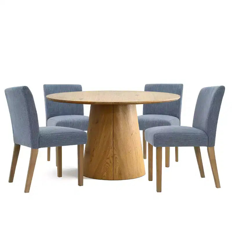 47-83 Extendable Dining Table Set for 4, Natural Wood-Tone Table and 4 Upholstered Armless Chairs with Solid Wood Legs-Panipeachy