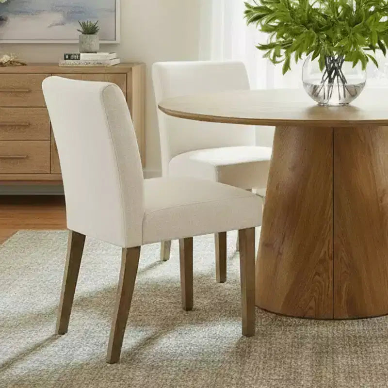 47-83 Extendable Dining Table Set for 4, Natural Wood-Tone Table and 4 Upholstered Armless Chairs with Solid Wood Legs-Panipeachy