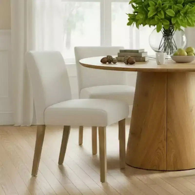 47-83 Extendable Dining Table Set for 4, Natural Wood-Tone Table and 4 Upholstered Armless Chairs with Solid Wood Legs-Panipeachy