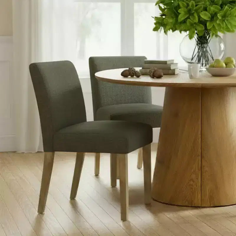47-83 Extendable Dining Table Set for 4, Natural Wood-Tone Table and 4 Upholstered Armless Chairs with Solid Wood Legs-Panipeachy