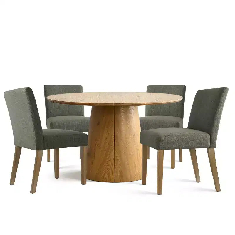 47-83 Extendable Dining Table Set for 4, Natural Wood-Tone Table and 4 Upholstered Armless Chairs with Solid Wood Legs-Panipeachy
