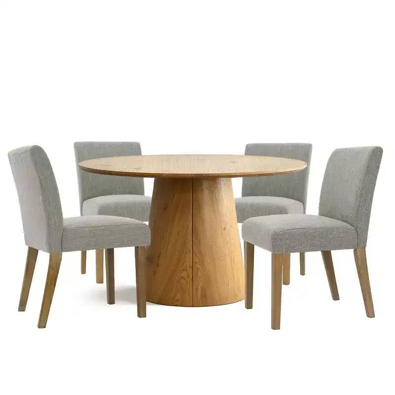 47-83 Extendable Dining Table Set for 4, Natural Wood-Tone Table and 4 Upholstered Armless Chairs with Solid Wood Legs-Panipeachy