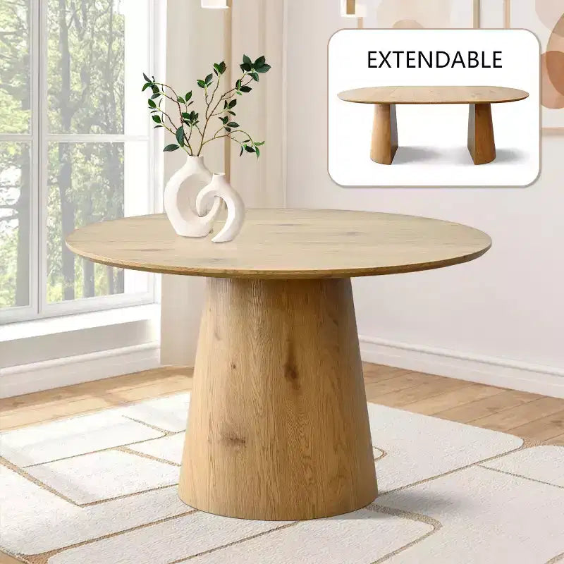 47-83 Extendable Dining Table Set for 4, Natural Wood-Tone Table and 4 Upholstered Armless Chairs with Solid Wood Legs-Panipeachy