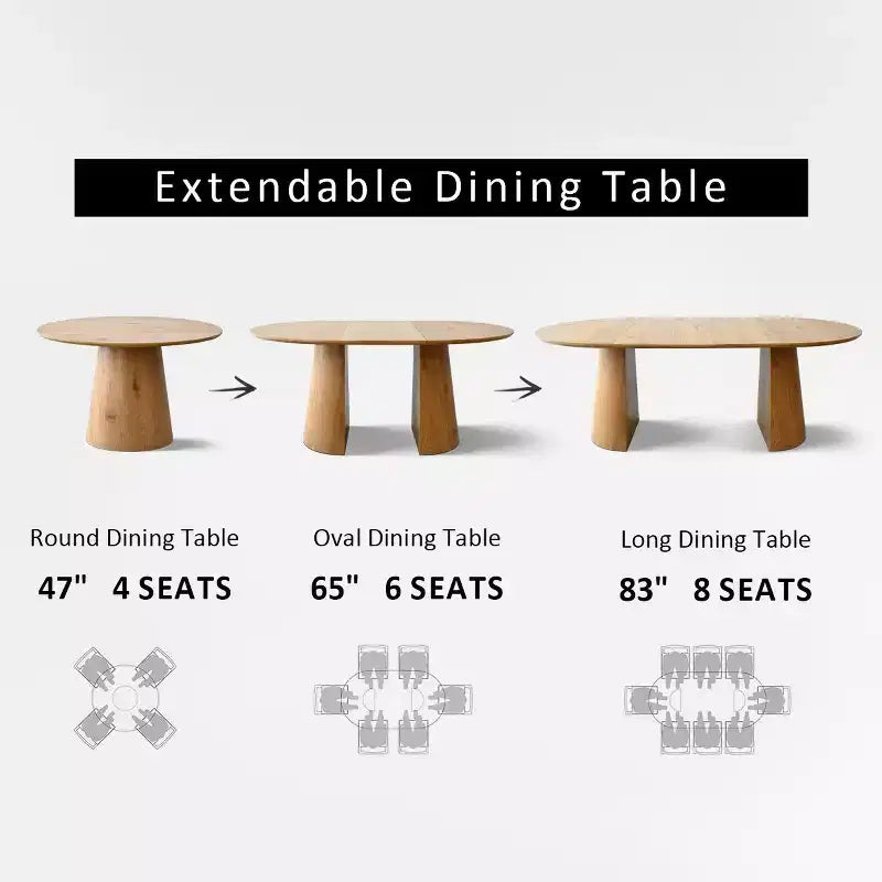 47-83 Extendable Dining Table Set for 4, Natural Wood-Tone Table and 4 Upholstered Armless Chairs with Solid Wood Legs-Panipeachy