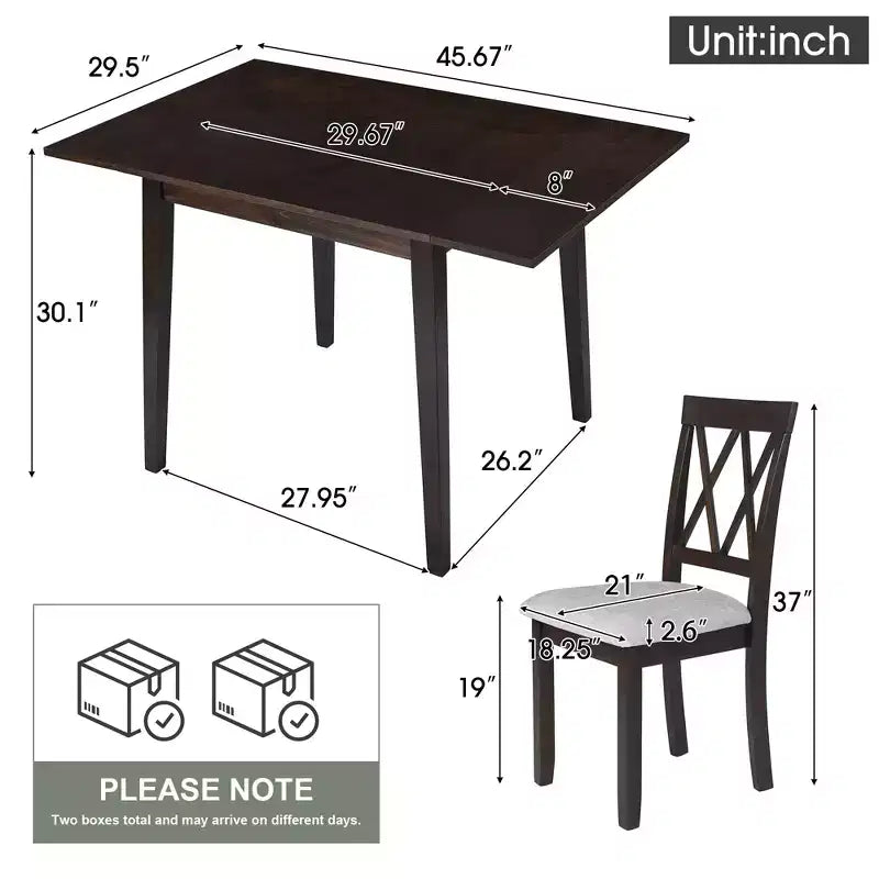 GDF Studio Avery 3 Piece Dining Set with Drop Leaf Dining Table and 2 Dining Upholstered Chairs