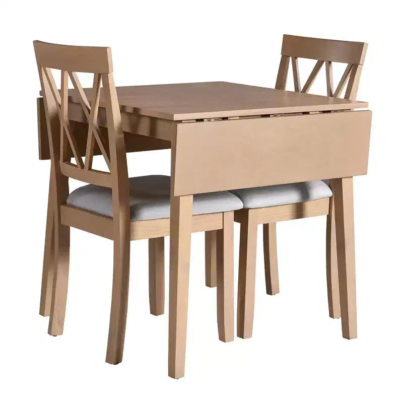 GDF Studio Avery 3 Piece Dining Set with Drop Leaf Dining Table and 2 Dining Upholstered Chairs