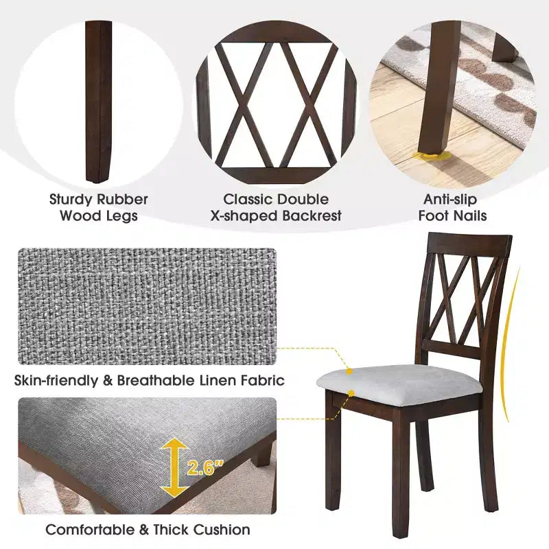 GDF Studio Avery 3 Piece Dining Set with Drop Leaf Dining Table and 2 Dining Upholstered Chairs