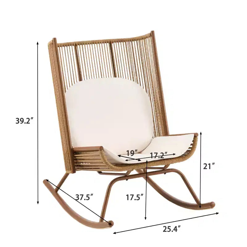 Christopher Knight Home Sunita Farmhouse 3 Piece Patio Dining Set with Acacia Wood Table and Iron Rocking Chairs