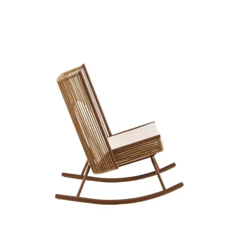 Christopher Knight Home Sunita Farmhouse 3 Piece Patio Dining Set with Acacia Wood Table and Iron Rocking Chairs