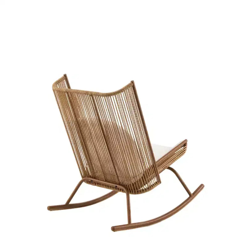 Christopher Knight Home Sunita Farmhouse 3 Piece Patio Dining Set with Acacia Wood Table and Iron Rocking Chairs