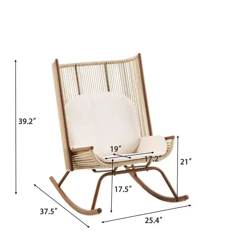 Christopher Knight Home Sunita Farmhouse 3 Piece Patio Dining Set with Acacia Wood Table and Iron Rocking Chairs