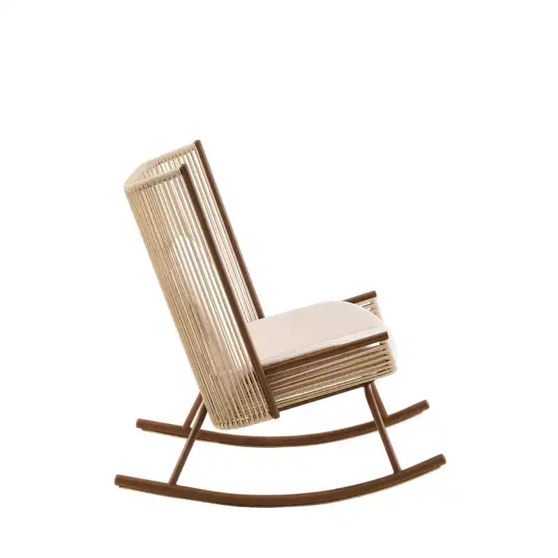 Christopher Knight Home Sunita Farmhouse 3 Piece Patio Dining Set with Acacia Wood Table and Iron Rocking Chairs