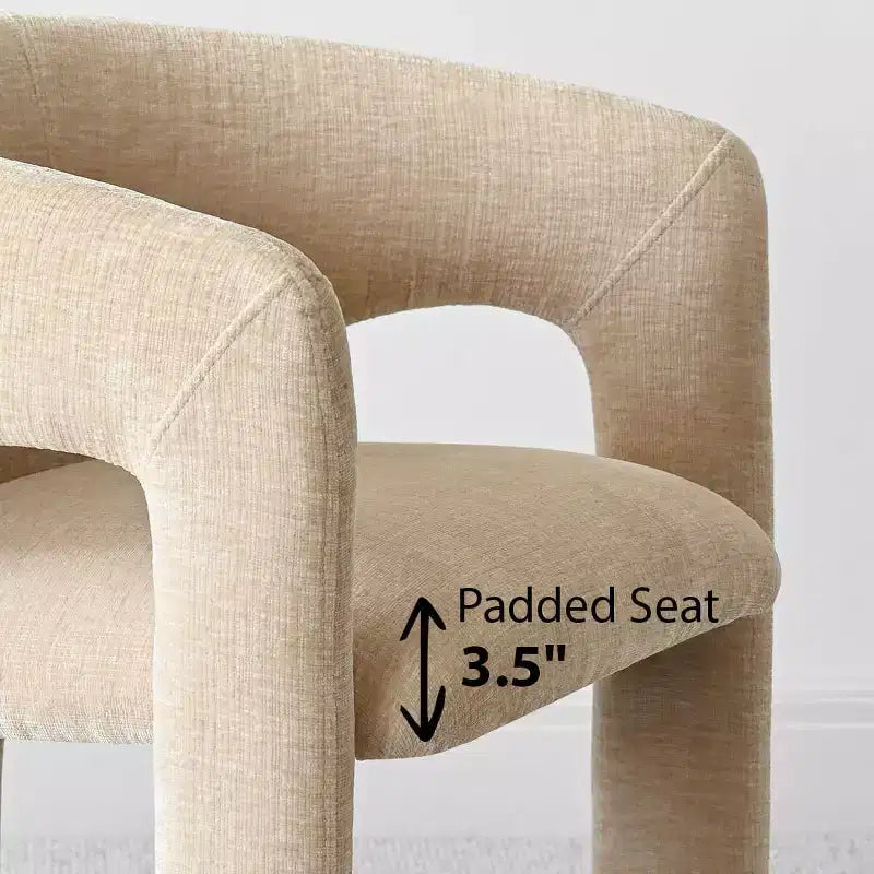 Round Dining Table Set with 2 Chenille Armchairs, Modern Pedestal Table and Upholstered Chairs with Full Back and Arms-Panipeachy
