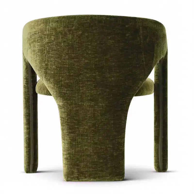 Round Dining Table Set with 2 Chenille Armchairs, Modern Pedestal Table and Upholstered Chairs with Full Back and Arms-Panipeachy