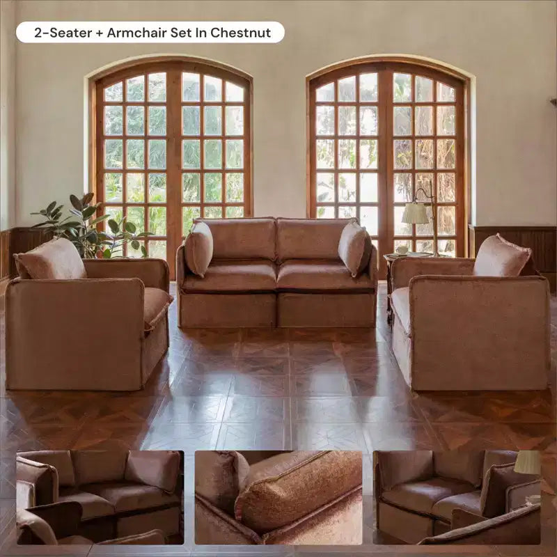 Anabei Modular Washable 5-Seater Corner Sofa Sectional + Ottoman | Memorix+ Seat & Contour Pillow