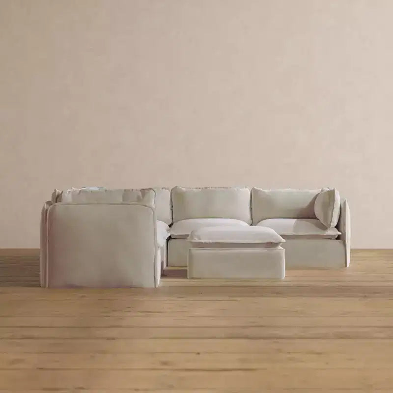 Anabei Modular Washable 5-Seater Corner Sofa Sectional + Ottoman | Memorix+ Seat & Contour Pillow