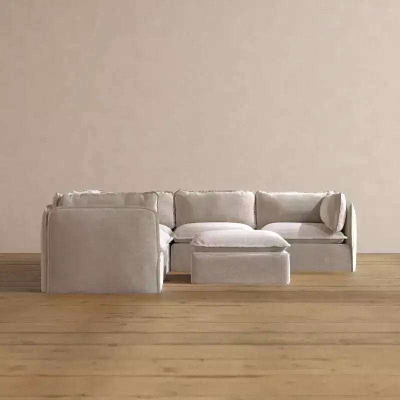 Anabei Modular Washable 5-Seater Corner Sofa Sectional + Ottoman | Memorix+ Seat & Contour Pillow