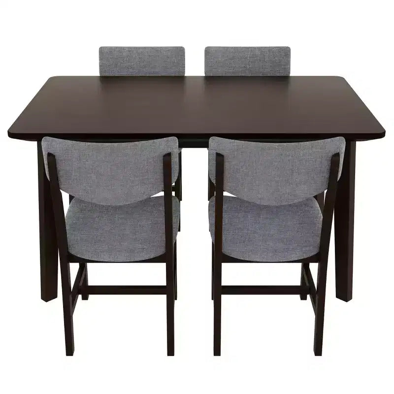 5-Piece Rustic Dining Set with Wood Table and 4 Upholstered Chairs in Espresso