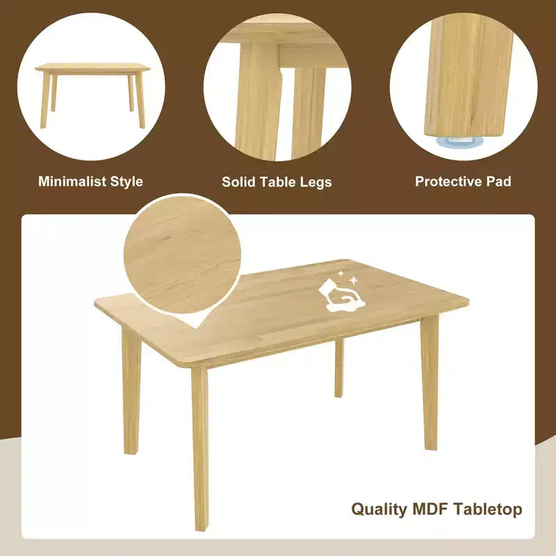 5-Piece Rustic Dining Set with Wood Table and 4 Upholstered Chairs in Espresso