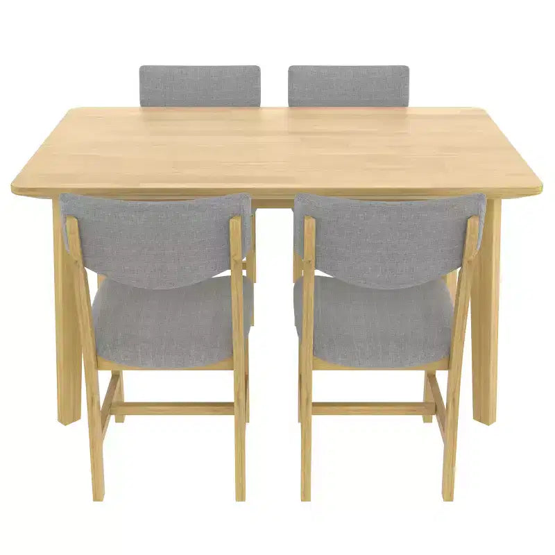 5-Piece Rustic Dining Set with Wood Table and 4 Upholstered Chairs in Espresso