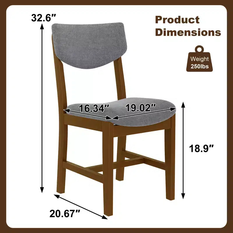 5-Piece Rustic Dining Set with Wood Table and 4 Upholstered Chairs in Espresso