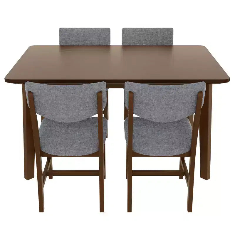 5-Piece Rustic Dining Set with Wood Table and 4 Upholstered Chairs in Espresso