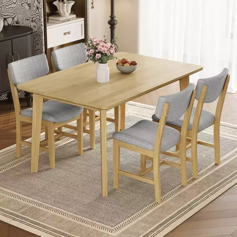 5-Piece Rustic Dining Set with Wood Table and 4 Upholstered Chairs in Espresso