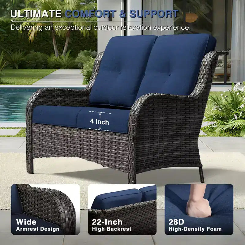 UPTIOT All-Weather Olefin Wicker Sofa Set with Multi-Functional Ottomans