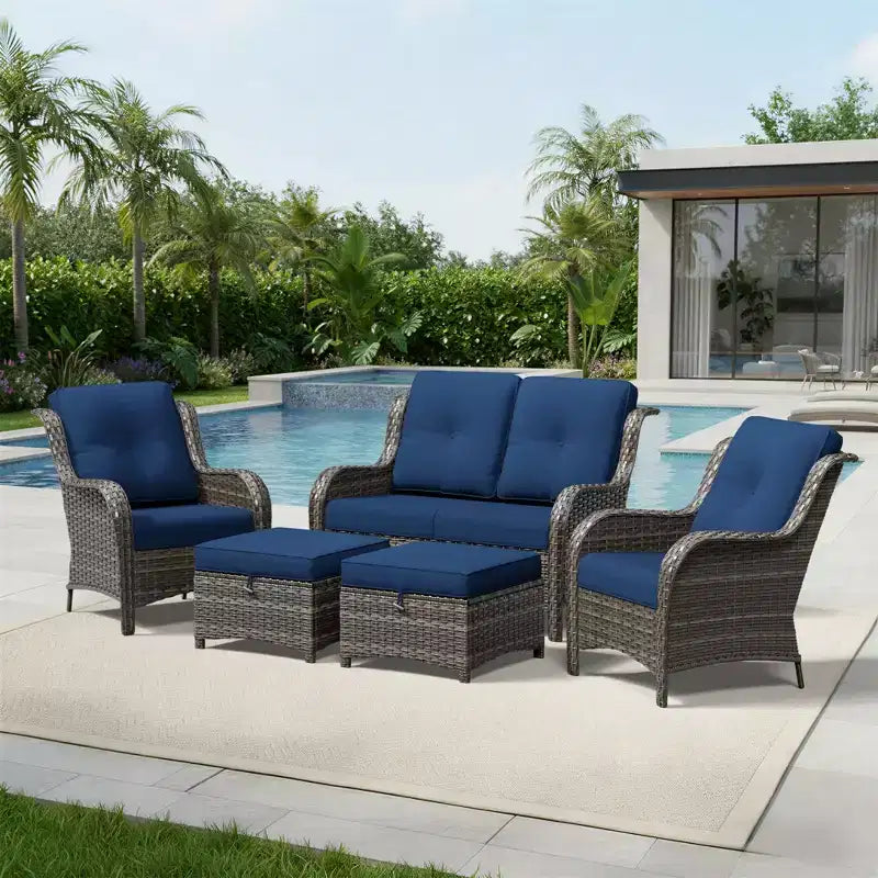 UPTIOT All-Weather Olefin Wicker Sofa Set with Multi-Functional Ottomans