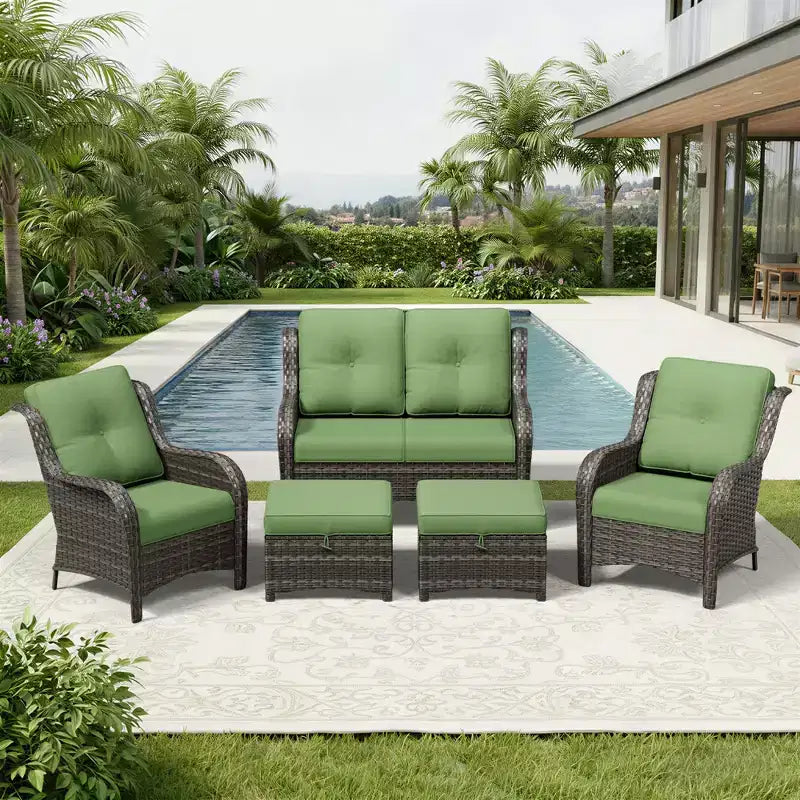 UPTIOT All-Weather Olefin Wicker Sofa Set with Multi-Functional Ottomans