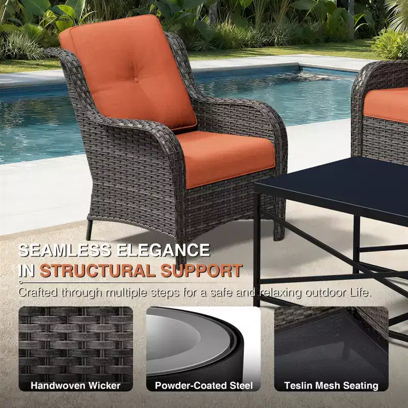 UPTIOT All-Weather Olefin Wicker Sofa Set with Multi-Functional Ottomans