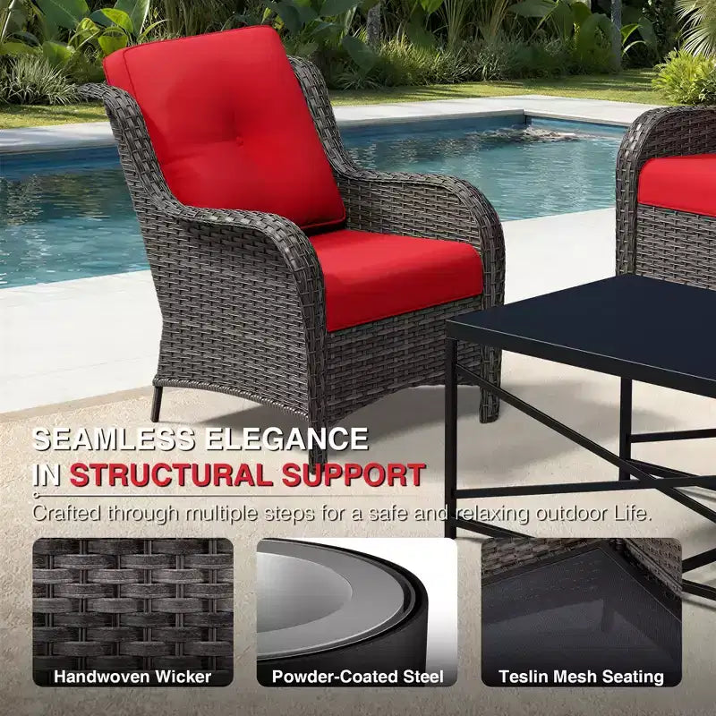 UPTIOT All-Weather Olefin Wicker Sofa Set with Multi-Functional Ottomans