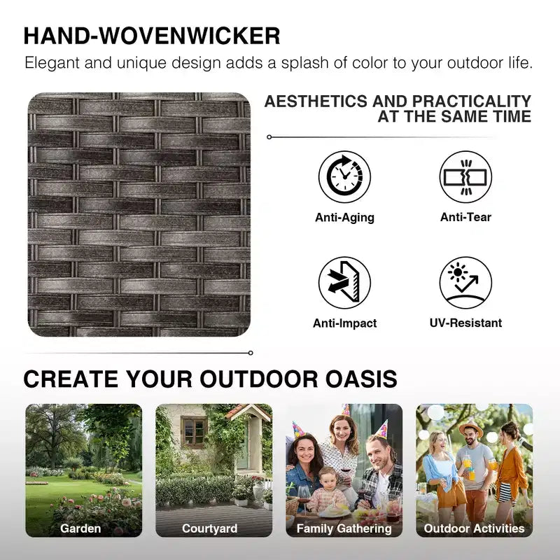 UPTIOT All-Weather Olefin Wicker Sofa Set with Multi-Functional Ottomans