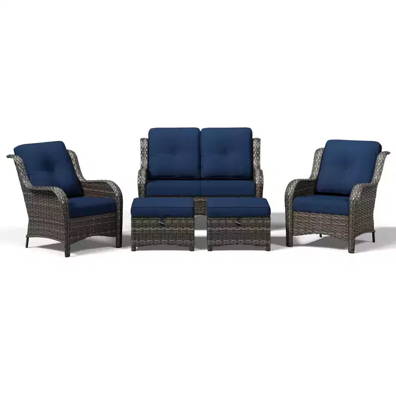 UPTIOT All-Weather Olefin Wicker Sofa Set with Multi-Functional Ottomans