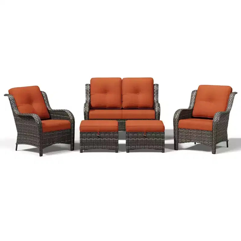 UPTIOT All-Weather Olefin Wicker Sofa Set with Multi-Functional Ottomans