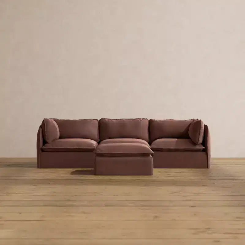 Anabei Modular Washable 3-Seater Sofa + Ottoman | Memorix+ Seat & Contour Pillow