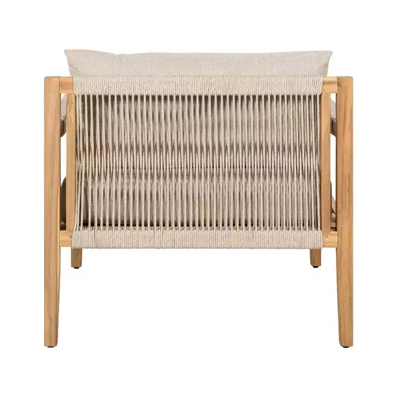 Christopher Knight Home Justina 3 Piece Outdoor Acacia Wood Rope Chair with Ceramic Tile End Table