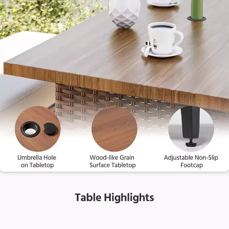 LAUSAINT HOME 8 Pieces Outdoor Patio Furniture Set, PE Wicker Sectional Conversation Sofa with Adjustable Backrests, Storage Ottoman