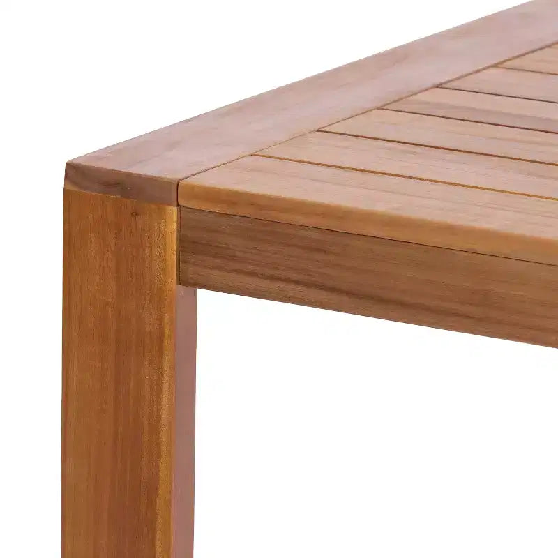Christopher Knight Home Ratchanon Modern 7 Piece Acacia Wood Patio Side Chairs with PE Woven Rope and Slatted Table